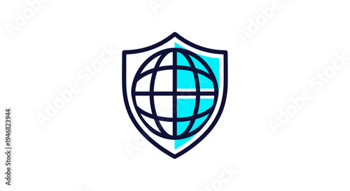 Global Protection And Network Security Icon Representing Worldwide Data Safeguarding