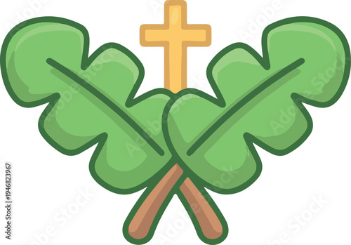 St Patricks Day religious green background with cross icon