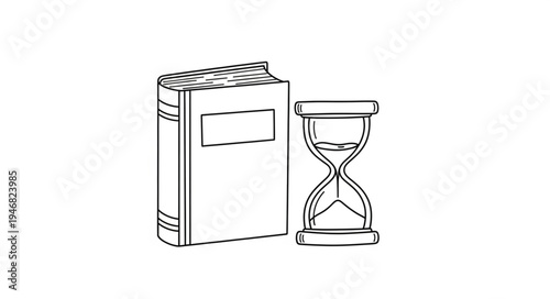 Book and Hourglass Symbolizing Knowledge and Time.