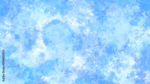 ブルー水彩テクスチャ背景 柔らかなにじみの抽象ペイントアート背景素材 / Blue watercolor texture soft abstract painted background
