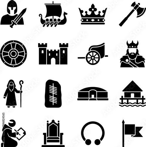 Ancient Civilizations and Medieval History Icons Collection.