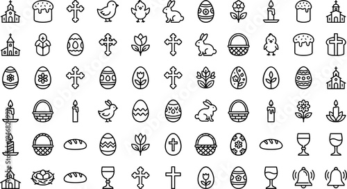 Easter and religious icons set for celebration and spiritual themes.