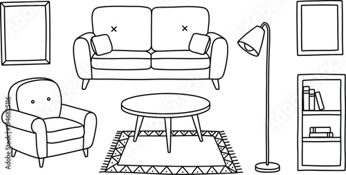 Living room furniture illustration