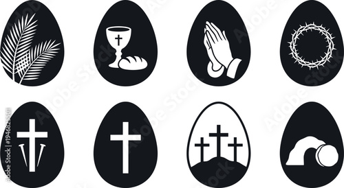 Easter eggs with Christian symbols representing the Passion of Christ.