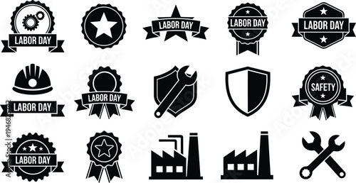 Collection of industrial and service logos and badges