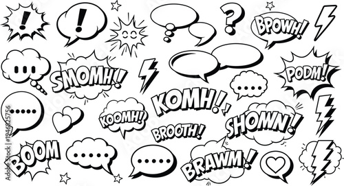 Comic book speech bubbles and sound effects collection