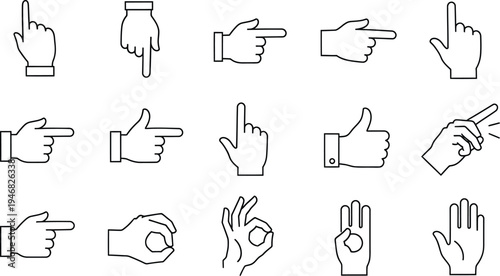 Hand gestures and signs illustrations