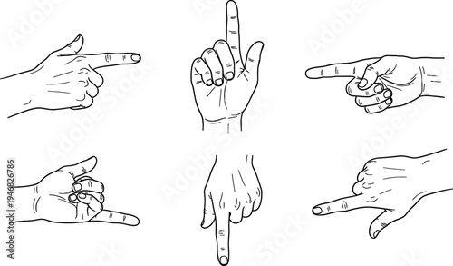 Hand gestures and finger positions illustrations