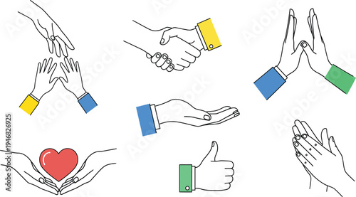 Hand gestures with colored wristbands