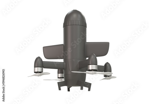 Futuristic Vertical Take-off Interceptor Drone Concept - 3D rendering