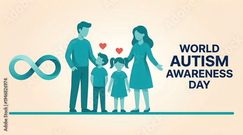 Wallpaper Mural World Autism Awareness Day Family Support Illustration with Infinity Symbol Torontodigital.ca