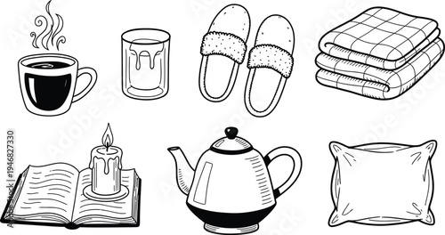 Cozy bedroom relaxation setup with tea and reading materials