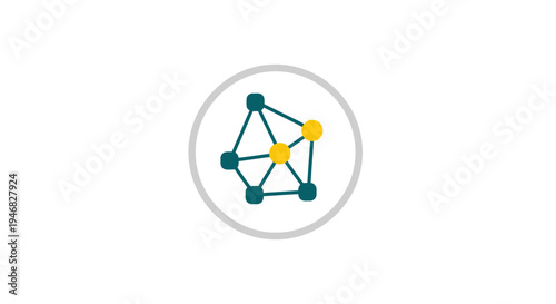 Abstract illustration of a network diagram inside a circle showing interconnected relationships