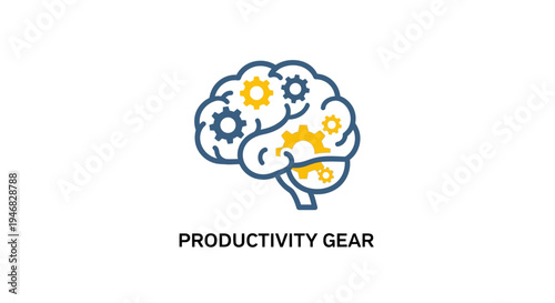 Conceptual illustration depicting mind mechanics and productivity elements for improved output