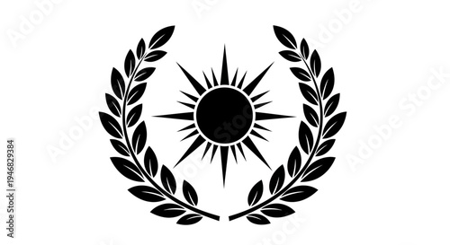 Black Sun Emblem with Laurel Wreath, Victory Symbol
