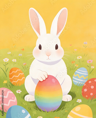 easter bunny with easter eggs