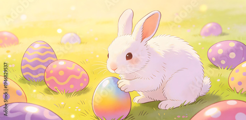 easter bunny with eggs