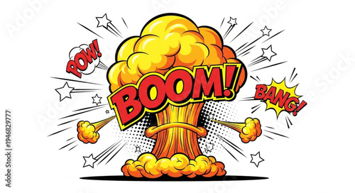 Explosion Comic Book Style Illustration.