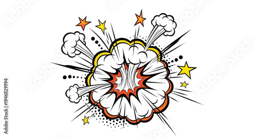 Explosion Comic Book Style Illustration.