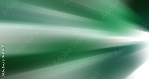 Abstract green motion blur background with horizontal speed lines and bright light flare. Great for technology, racing, and fast-paced dynamic presentation slides and banners