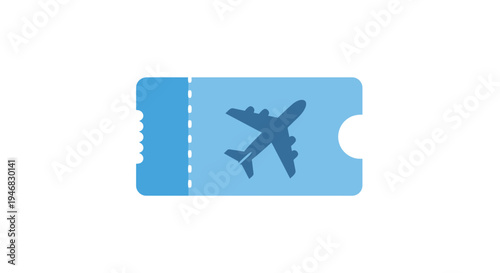 Air ticket illustration depicting flight travel and vacation plans on a white backdrop