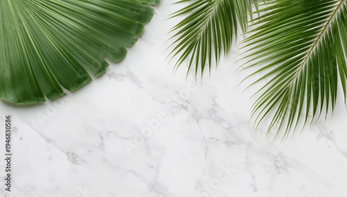 Tropical Leaves on Marble Surface for Natural Decor Inspiration
