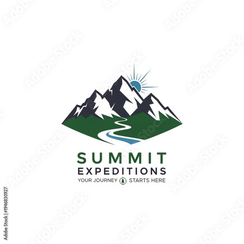 Summit expeditions logo with mountains and river