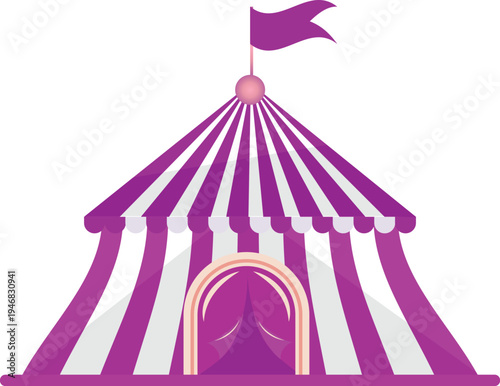 Purple and White Striped Circus Tent Illustration