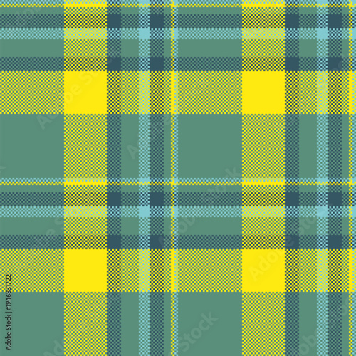 Tie check tartan plaid, mixed pattern fabric seamless. Industrial background vector texture textile in mint and cyan colors.