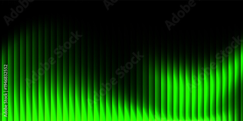 Dark green neon gradient ribbed glass. Vector ribbed glass texture background. Mesh gradient. acrylic ribbed bath surface. Reeded glass background semitransparent overlay. Bath wall window