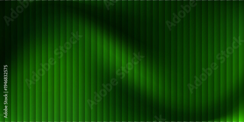 Dark green neon gradient ribbed glass. Vector ribbed glass texture background. Mesh gradient. acrylic ribbed bath surface. Reeded glass background semitransparent overlay. Bath wall window. eps 10