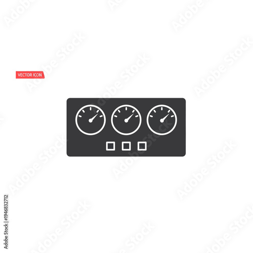 Three Retro Gauges on Dark Panel with Control Buttons