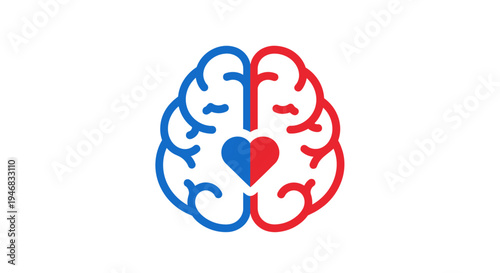 Brain and Heart Icon Representing Emotional Intelligence and Mental Harmony