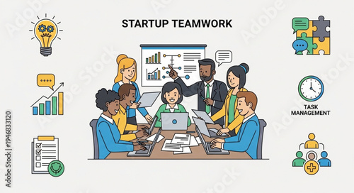 Startup Teamwork Collaboration Meeting Business Growth.