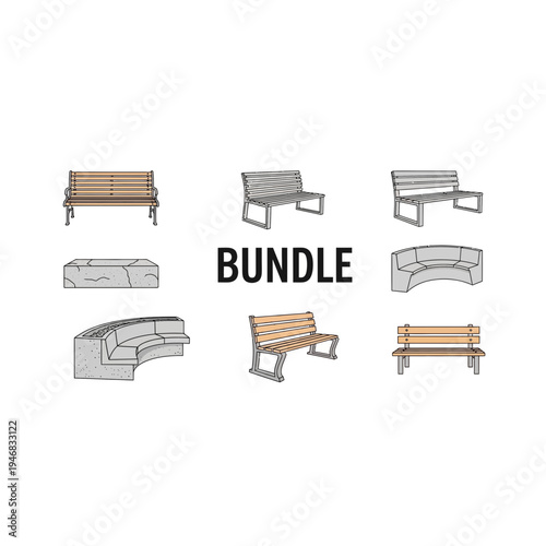 Bundle of Park Benches and Seating Arrangements