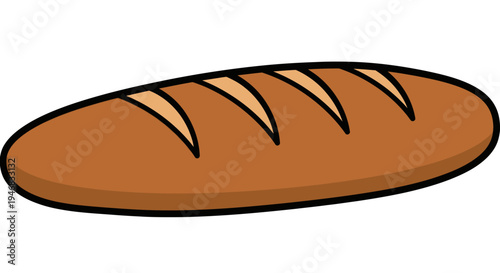 Cartoon loaf of bread with decorative scoring for food-related projects and concepts