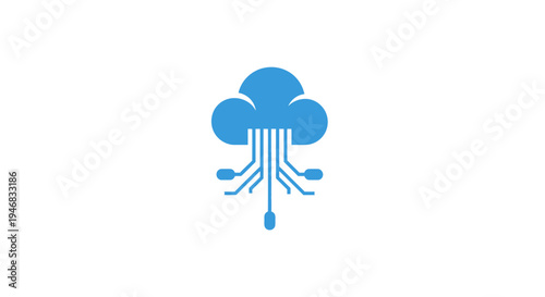 Cloud computing symbol showcasing digital network and server infrastructure in a minimalistic way