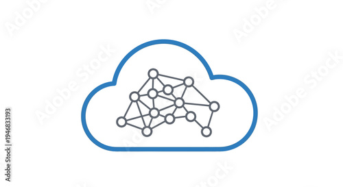 Cloud computing network icon: symbolic representation of data interconnectivity and processing