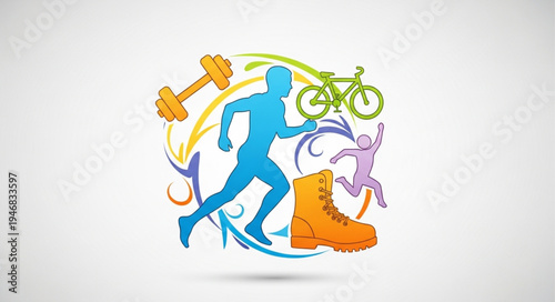Fitness and Sports Icons Representing Healthy Lifestyle.