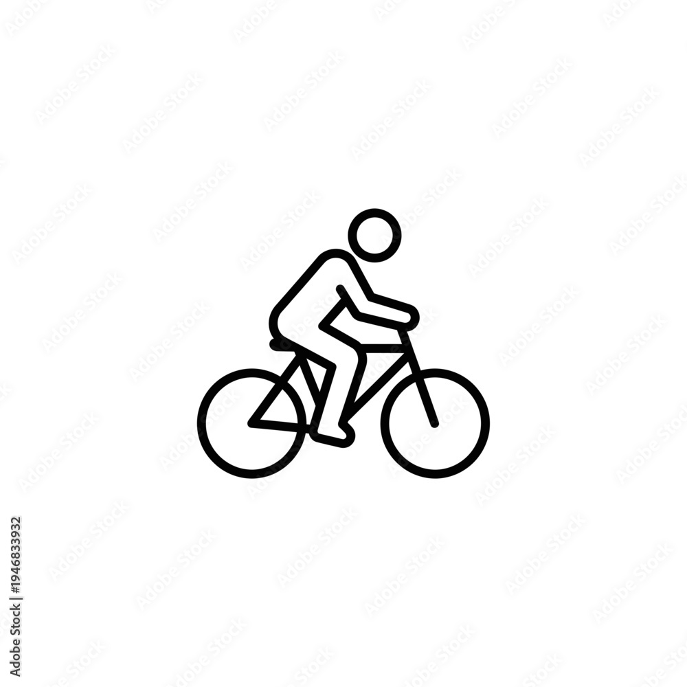 Obraz premium Line Art Icon of a Person Riding a Bicycle