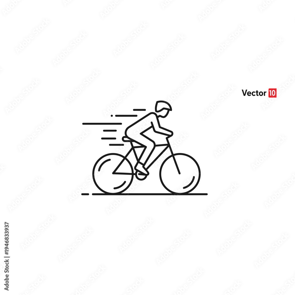 Fototapeta premium Cyclist Icon with Motion Lines