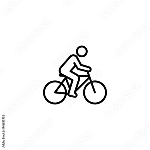 Line Art Icon of a Person Riding a Bicycle