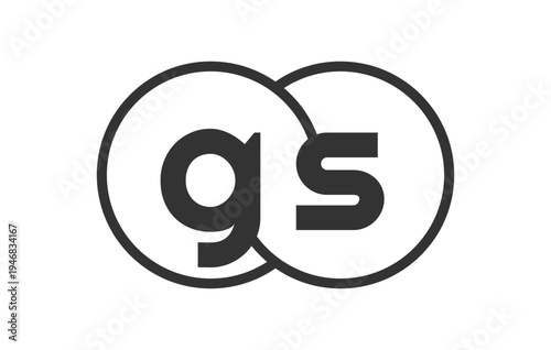 GS business company emblem with outline rounds and letters g s. Logo template of two merged circles for brand identity, logotype. Vector Infinity symbol