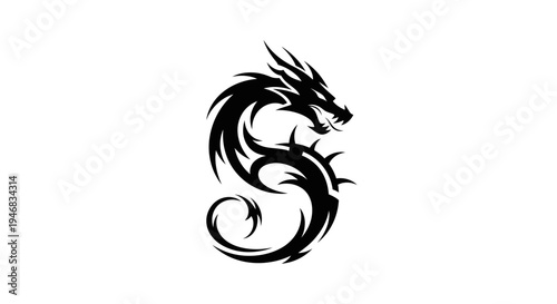 Black Tribal Dragon Tattoo Design