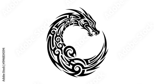 Tribal Dragon Tattoo Design Vector Art