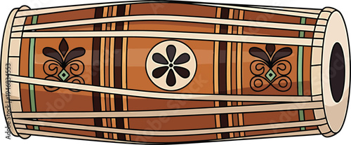 Vector illustration of a vintage design featuring an old fashioned radio and an old wooden chest icon set inside a decorative circle button symbol