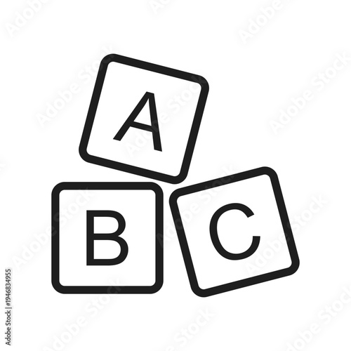 Alphabet ABC blocks stroke outline icon in flat style. Child education vector illustration on isolated background. Elementary school sign business concept.