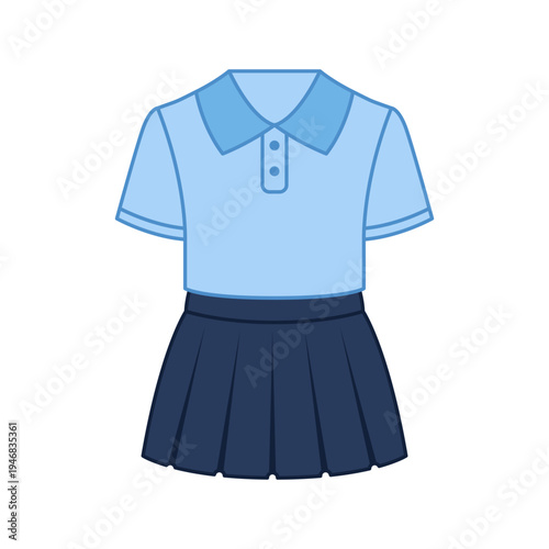 Girl school uniform icon in flat style. Education wear vector illustration on isolated background. Woman garment sign business concept.