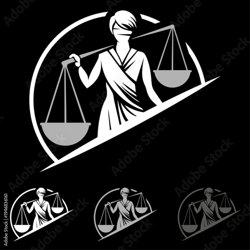 Logo vectoriel avocat moderne balance de la justice – Cabinet juridique, huissier de justice, commissaire de justice, tribunal