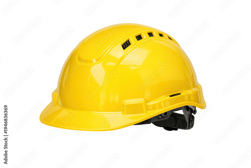 Fototapeta premium Yellow construction safety hard hat protecting workers